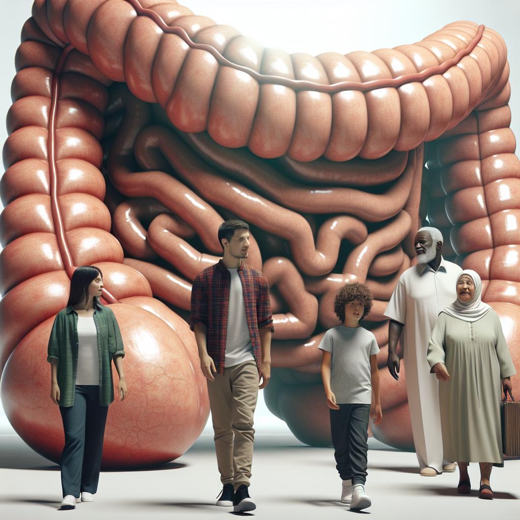 People walking through inflatable colon