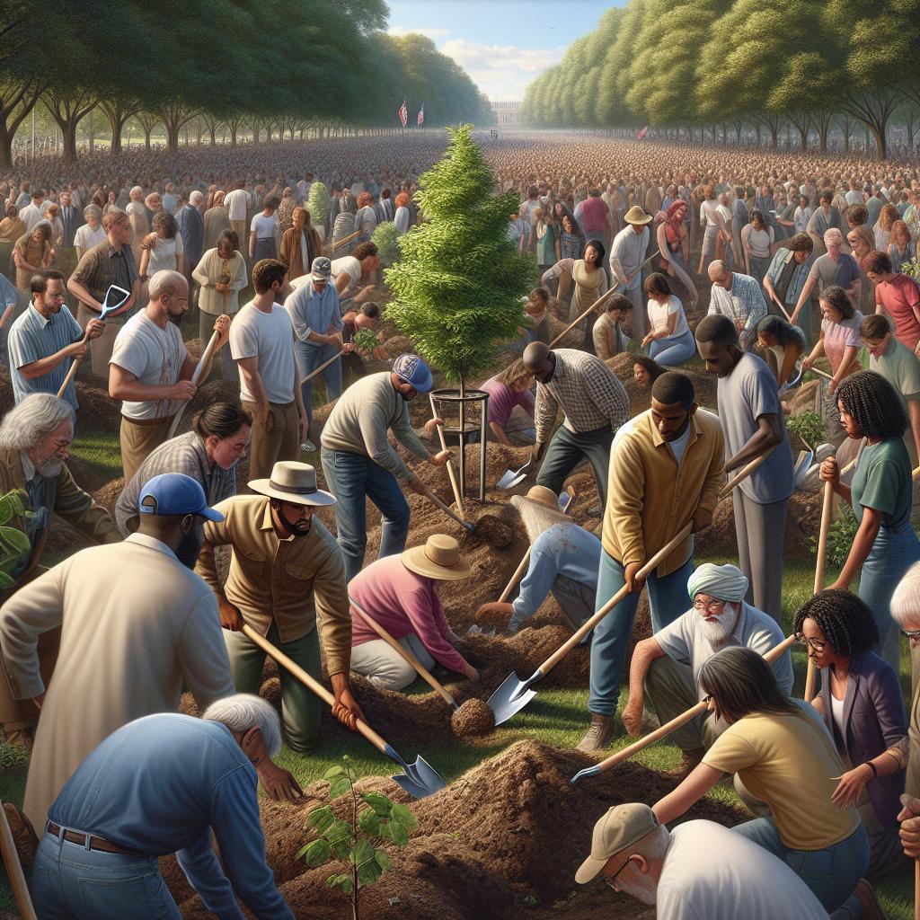 "Lexington community planting trees"