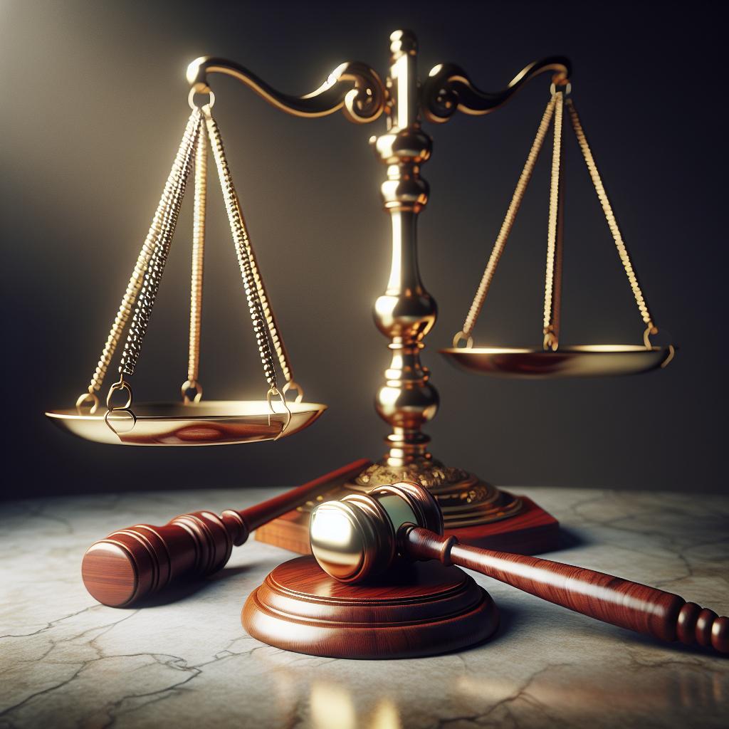 Justice scales and a gavel