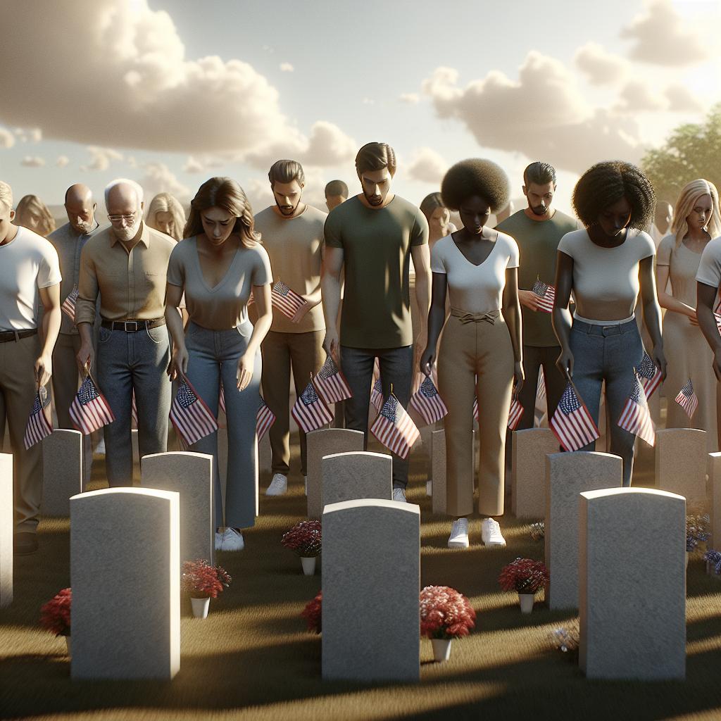 People placing flags on graves