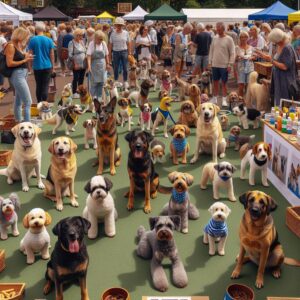 "Dogs fundraising at charity event"