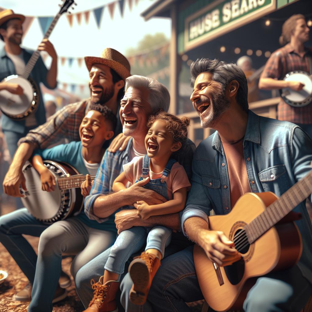 Fathers enjoying Bluegrass Fair