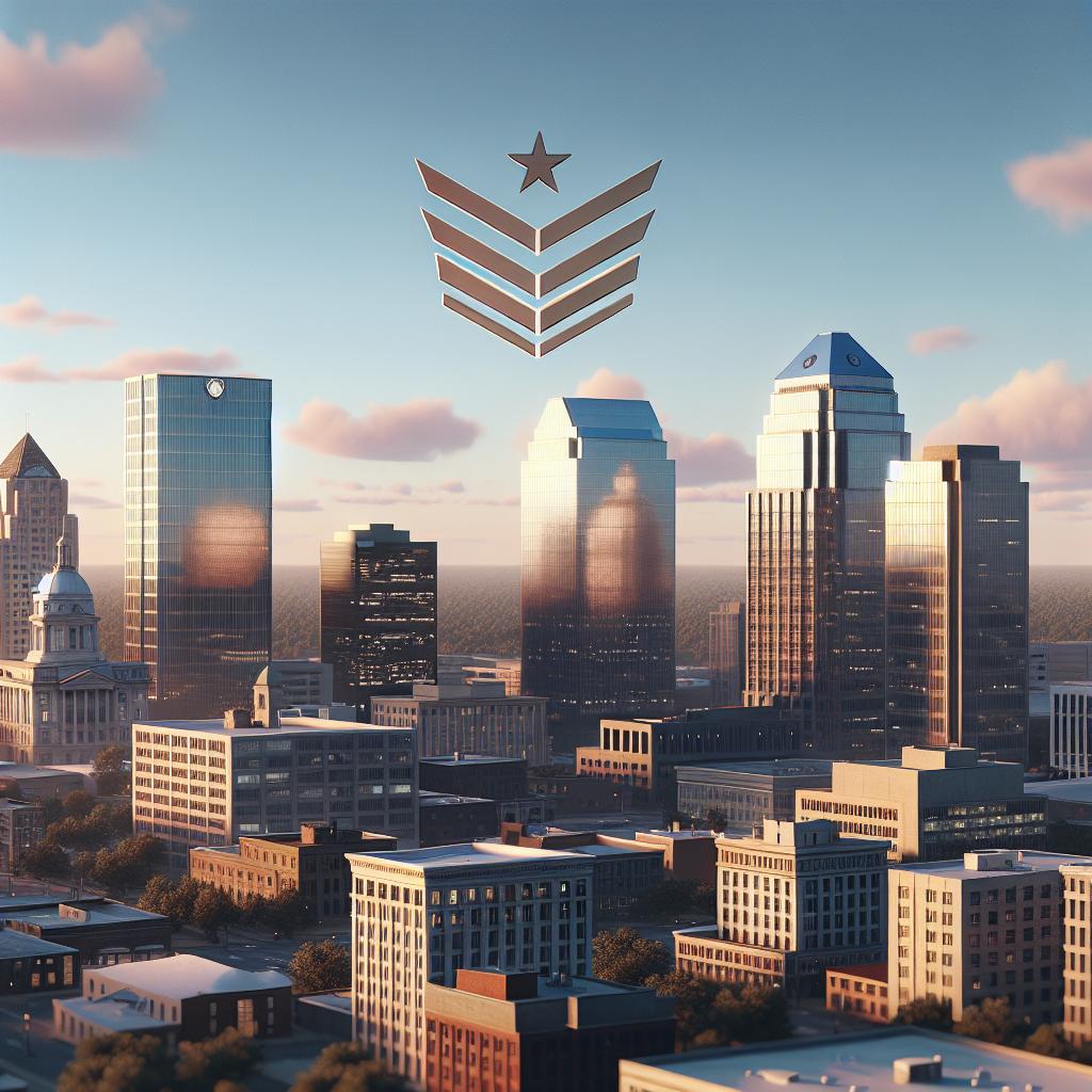 Lexington city skyline with superimposed rank.