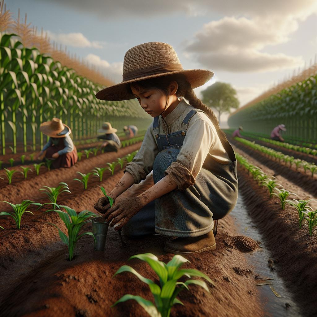 Child in farmland competition