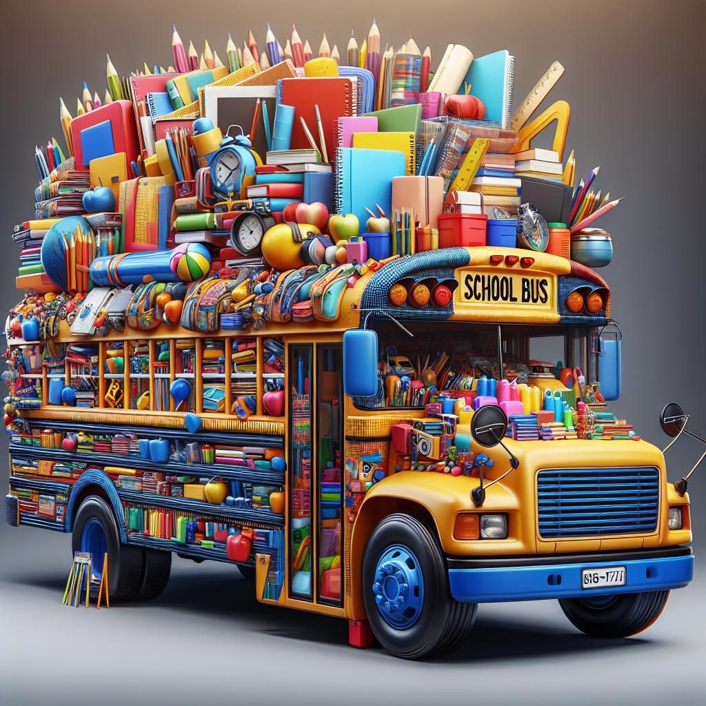 Bus packed with school supplies