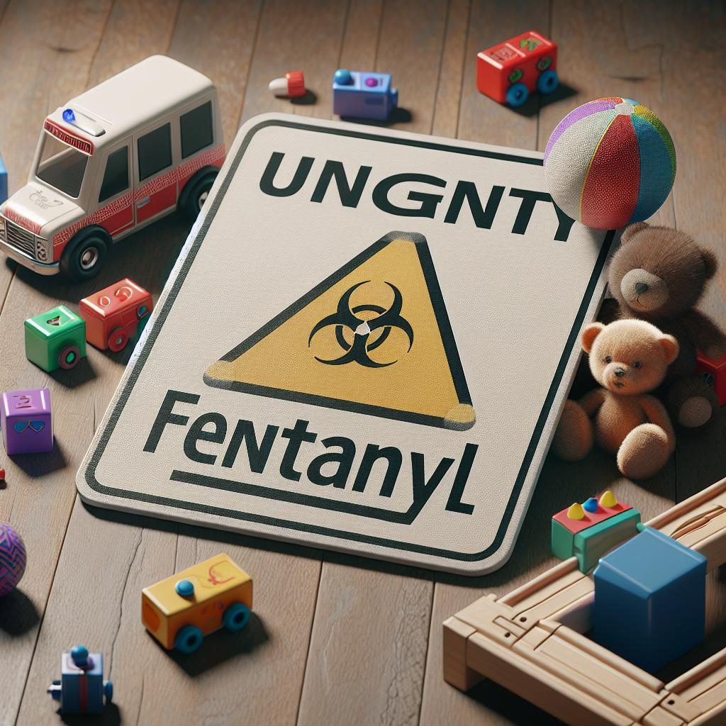 Fentanyl warning sign, child's toys