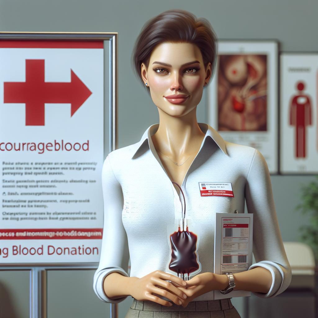 Woman encouraging blood donation