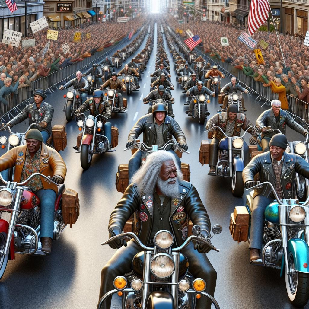 Motorcycle parade honoring elder