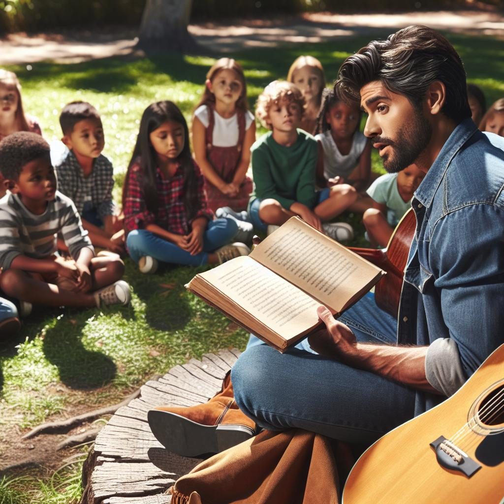 "Country star reading to children"