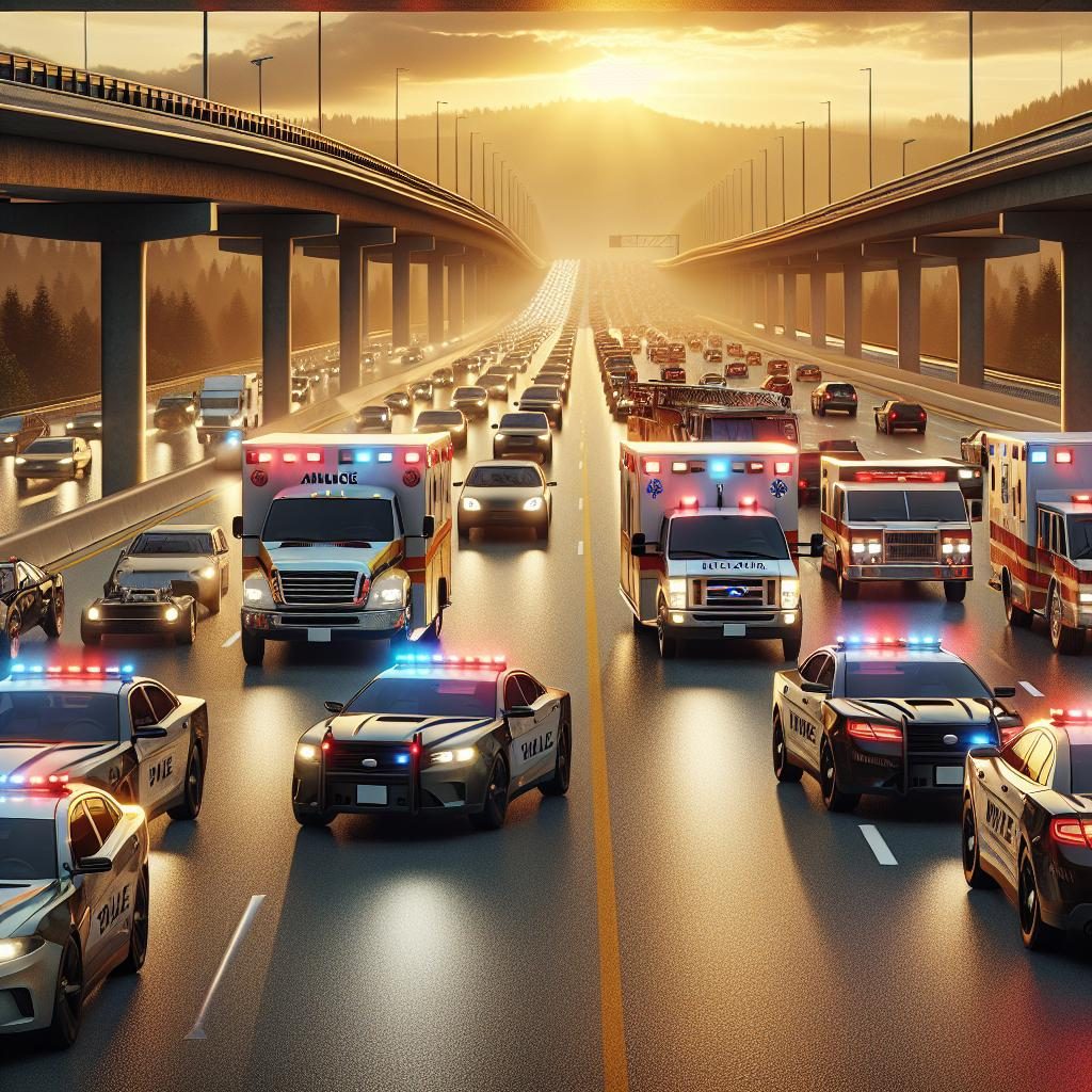 Emergency vehicles on highway