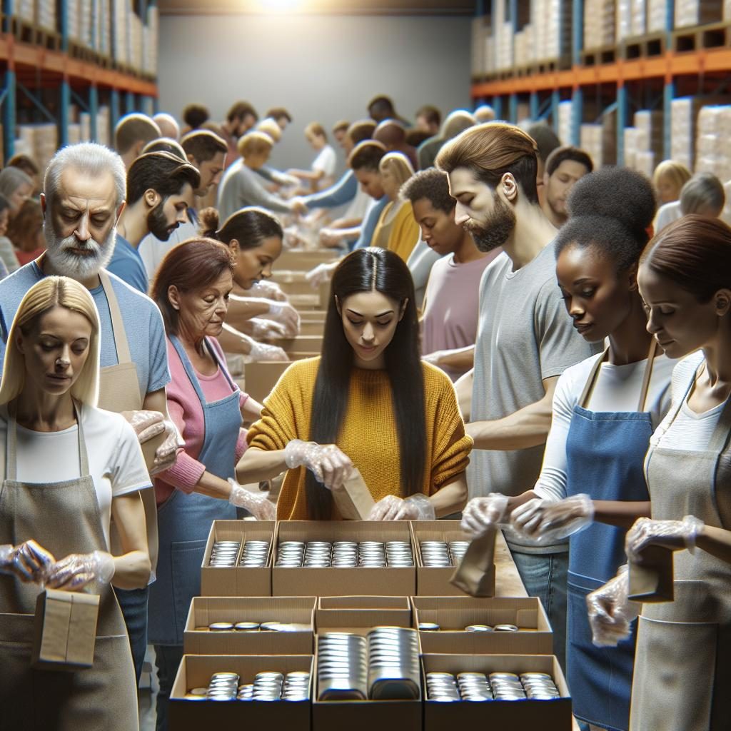 Volunteers packing meals