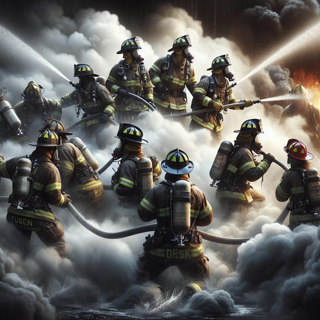 Firefighters in action