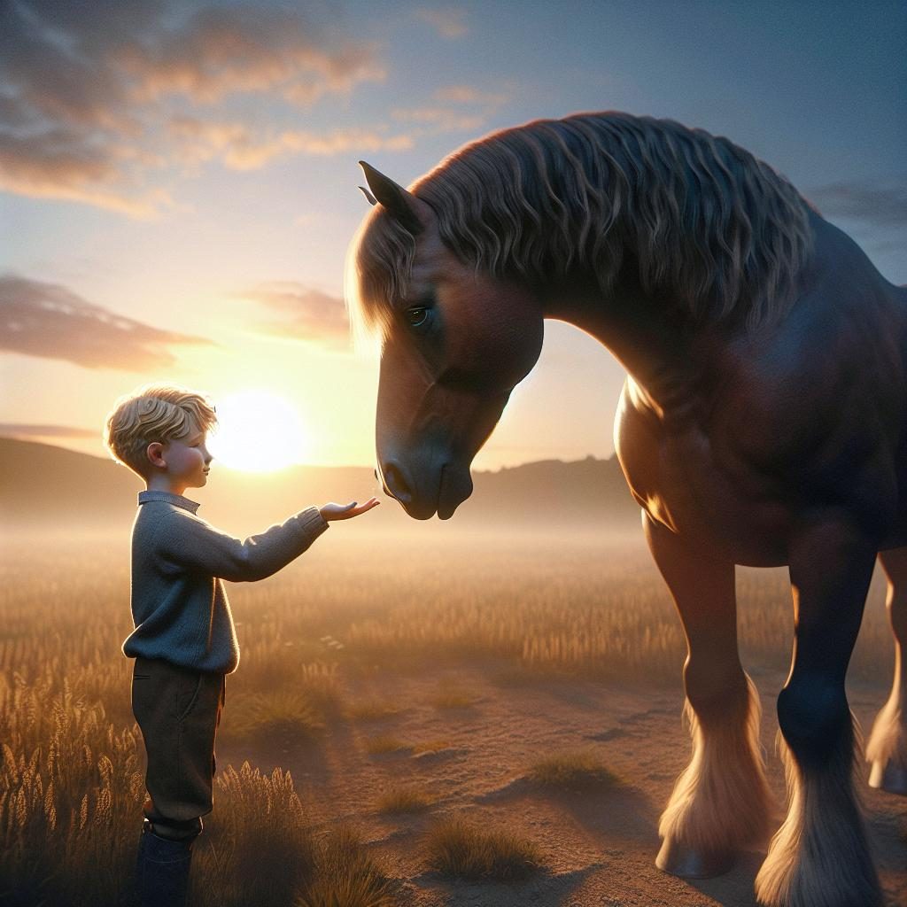 Boy and horse bond