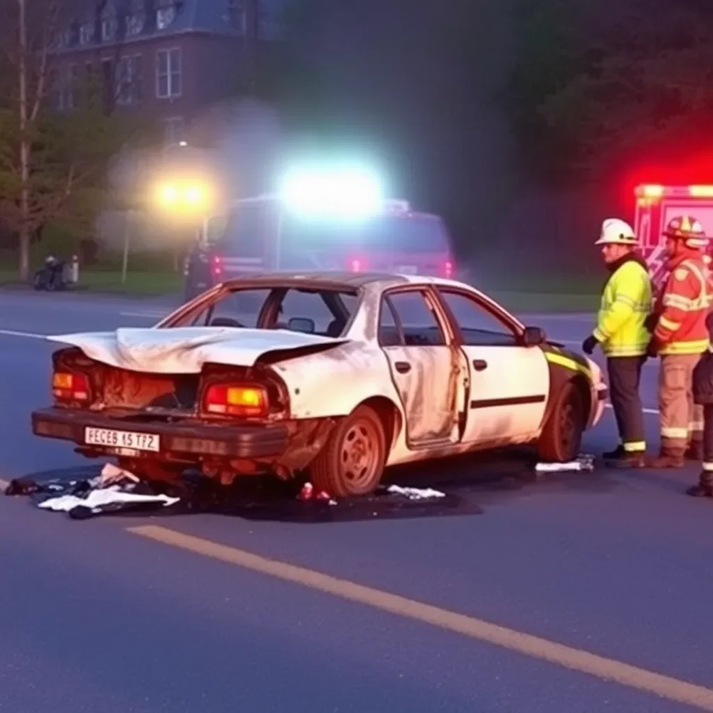 Vehicle Crash on Muir Station Road Leaves One Injured and Car Engulfed in Flames