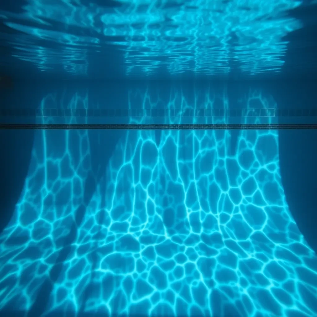 Swimming pool with shadows, representing unresolved issues underwater.