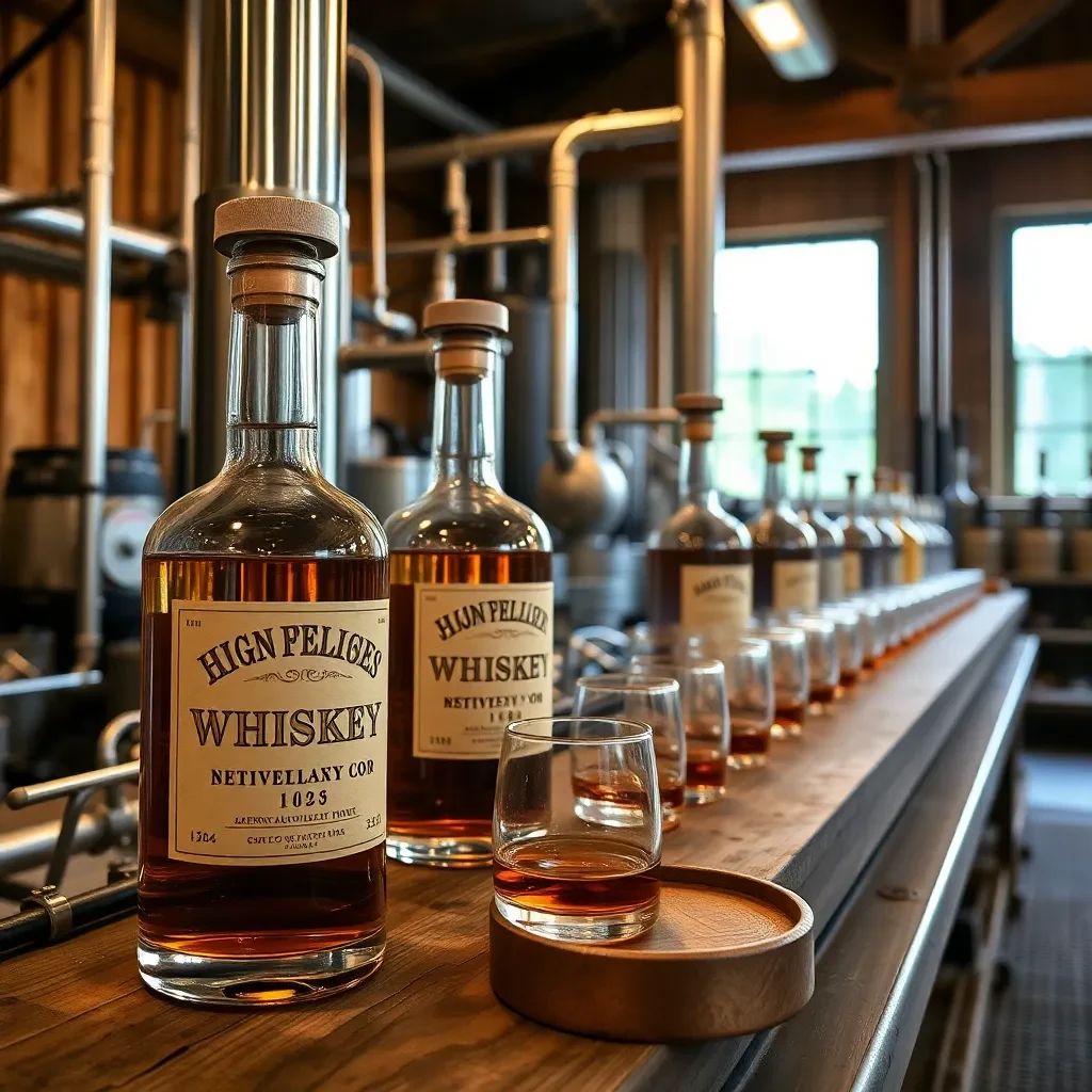 Sustainable whiskey production with green distillery practices.