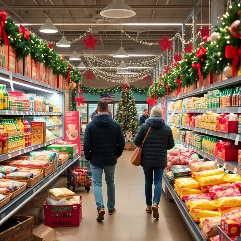 A decorated grocery store in Central Kentucky for Christmas 2024