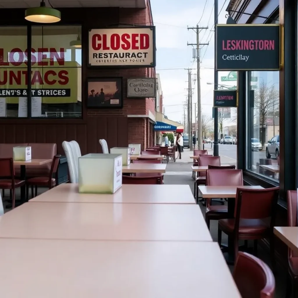 Closed restaurant signs in Lexington Kentucky