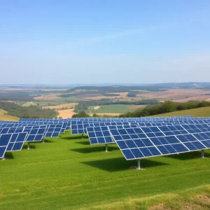 Solar panels set against Kentucky landscape