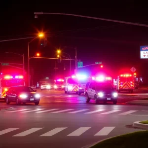 Emergency response at a car crash scene in Lexington, Kentucky