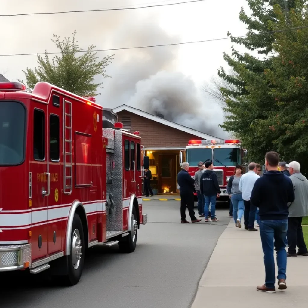 Firefighters responding to a garage fire in Lexington