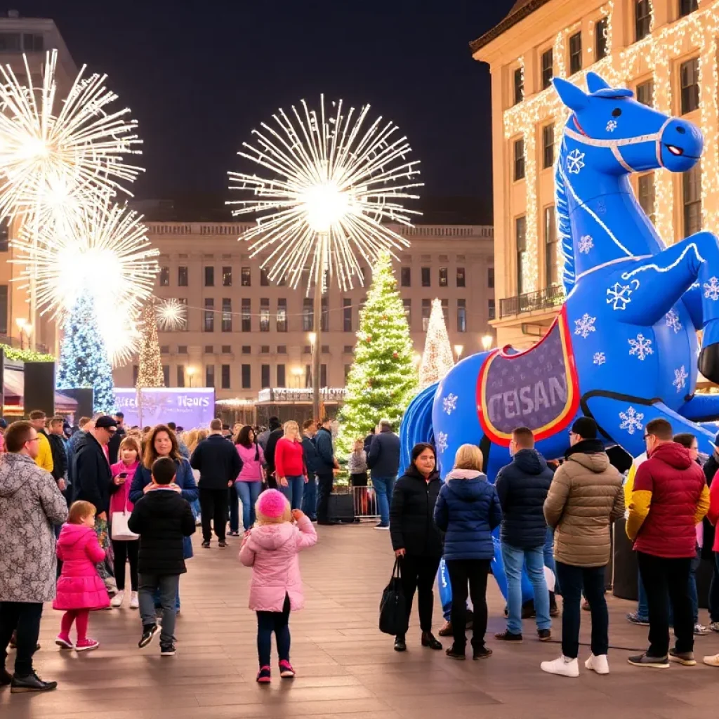 Families celebrating New Year's Eve in downtown Lexington