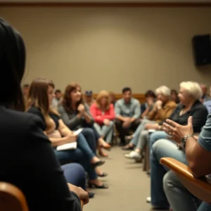 Residents of Lexington attending a meeting about recent violence