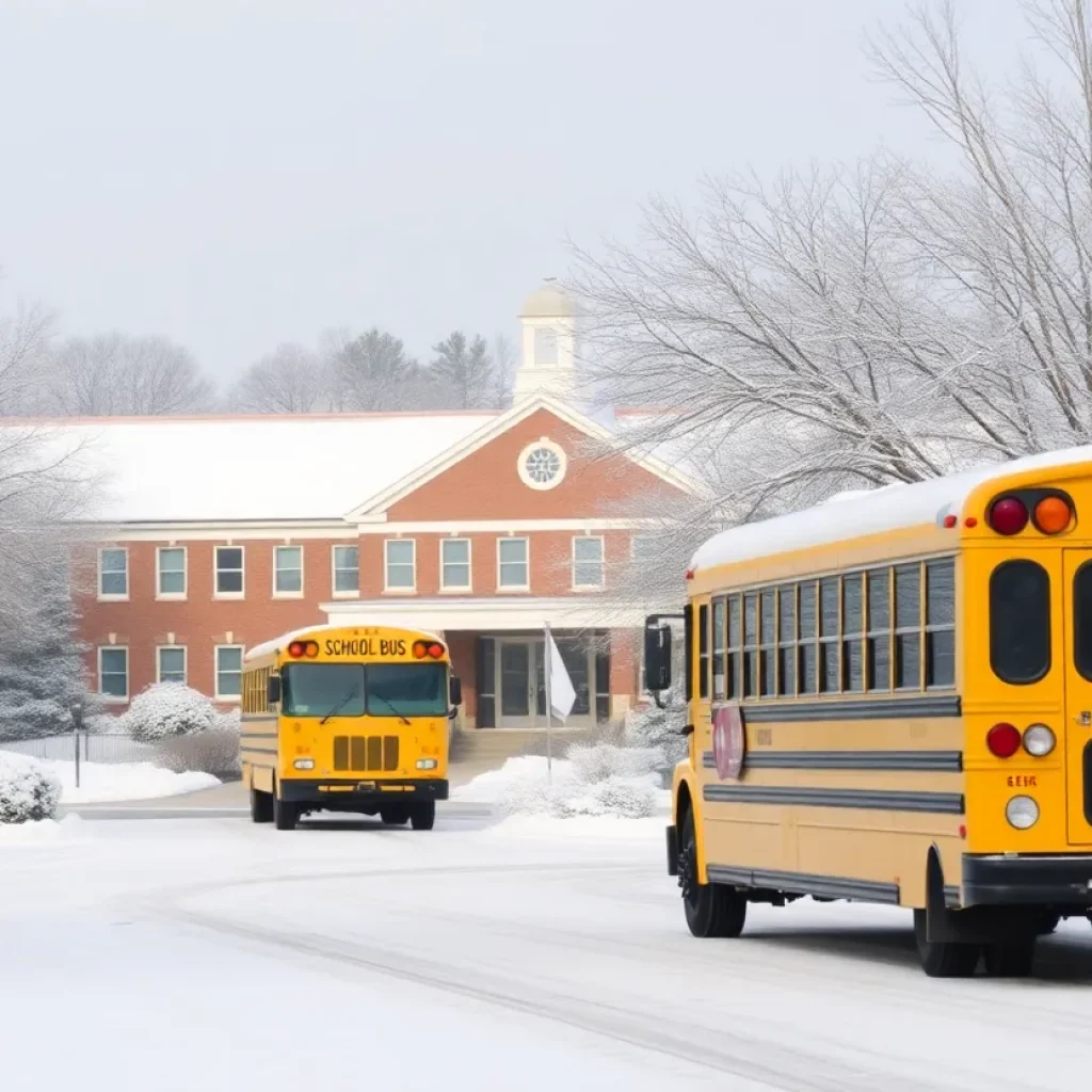 Fayette County Public Schools building in a winter landscape