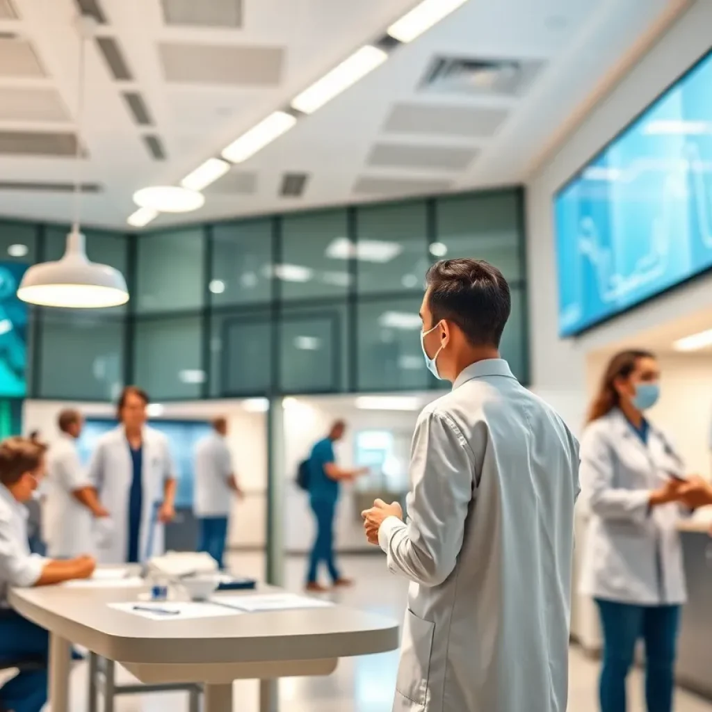 A view of a modern healthcare facility highlighting innovation