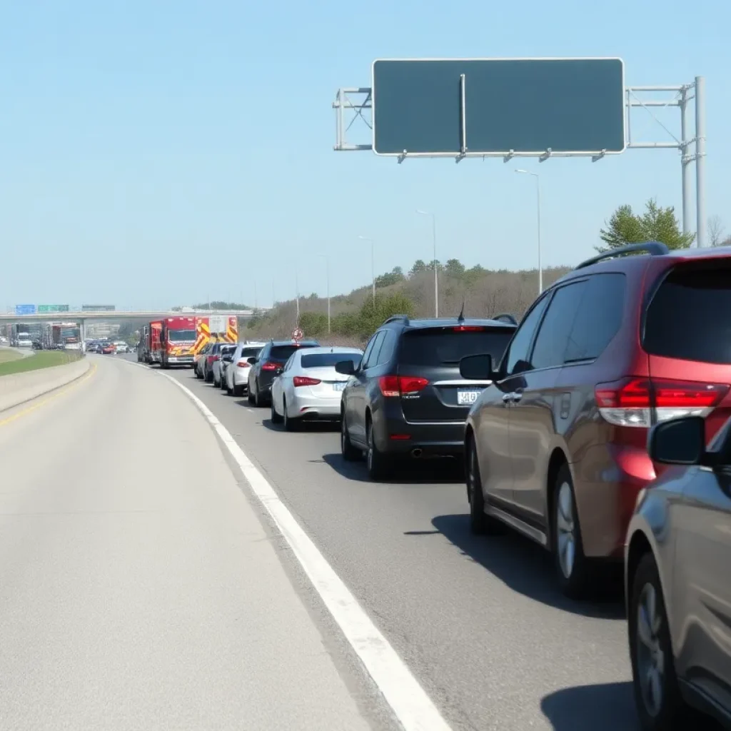 Traffic congestion on Interstate 75 after accident