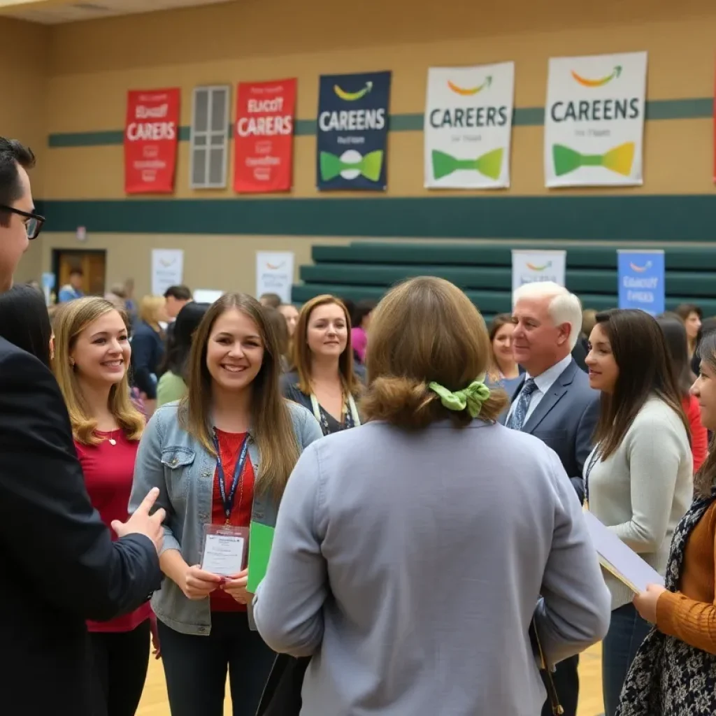 Job seekers interacting at an education hiring event in Lexington