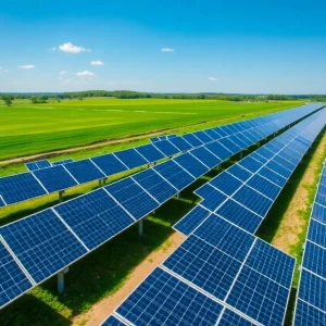 Aerial view of solar power facilities in Kentucky