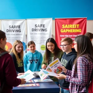 Youth participating in a safe driving initiative at a community event.