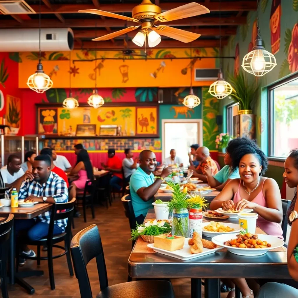 Interior of Le Gourmet restaurant featuring Caribbean cuisine