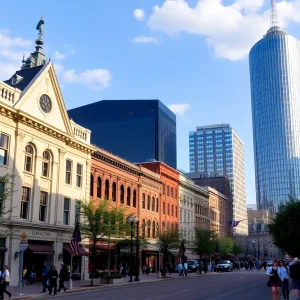 A cityscape of Lexington showcasing its historical and modern architecture.