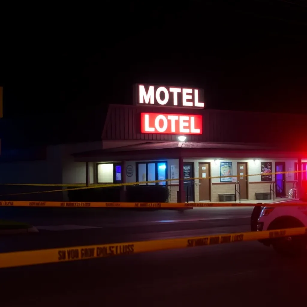 Police investigation scene outside Sportsman Motel in Lexington