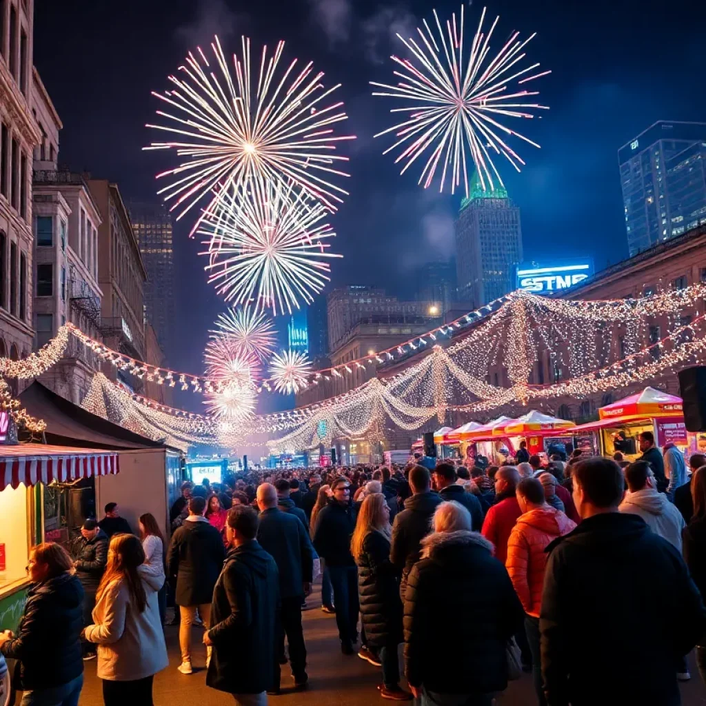 Crowd celebrating New Year's Eve in Lexington