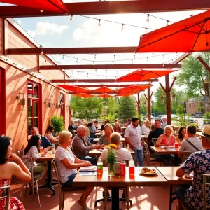 Brunch guests enjoying the outdoor patio at Minton's new location in Lexington KY.