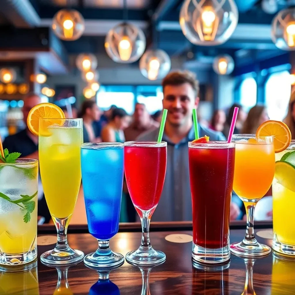 Colorful non-alcoholic drinks at a bar in Lexington