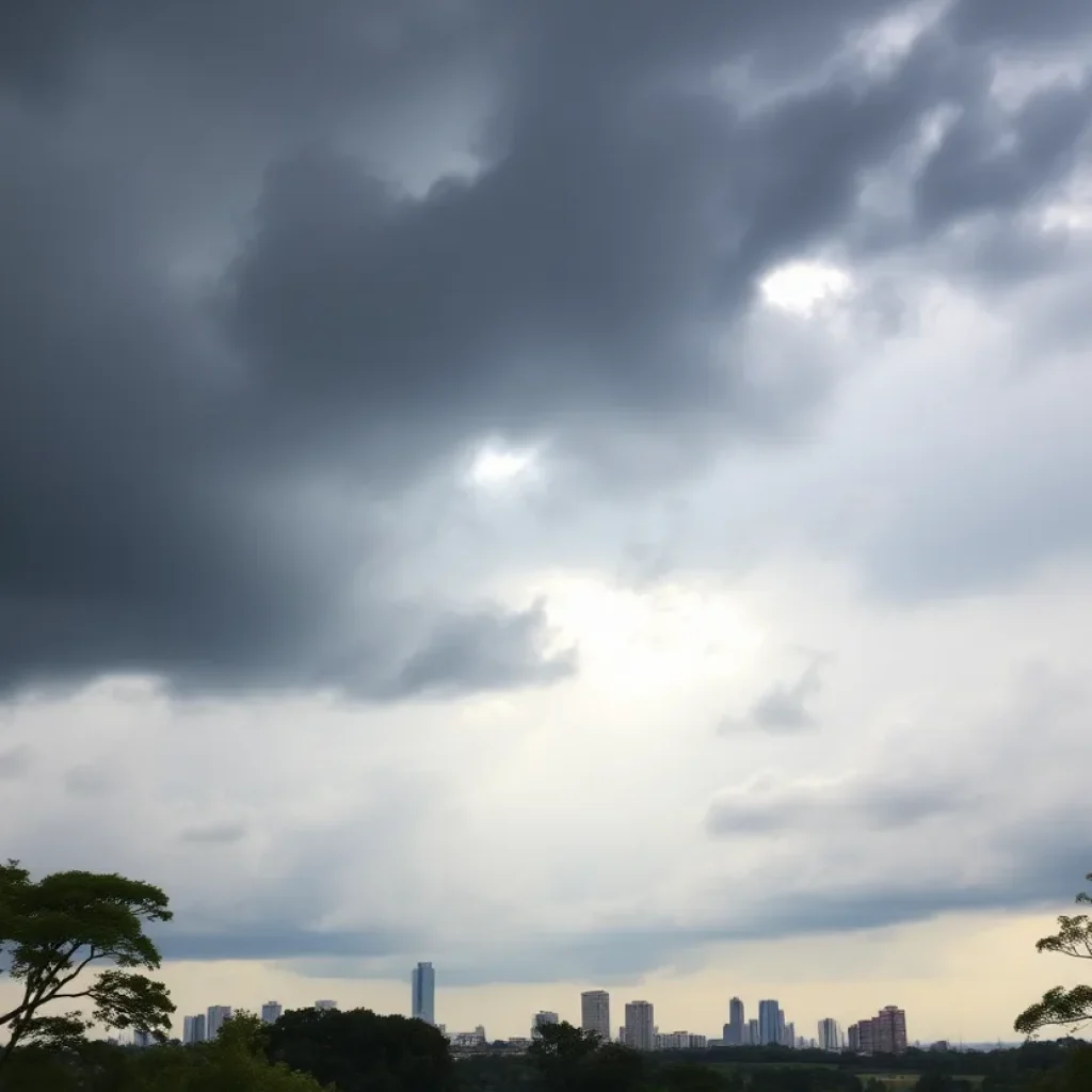 Dark storm clouds over Columbia, South Carolina