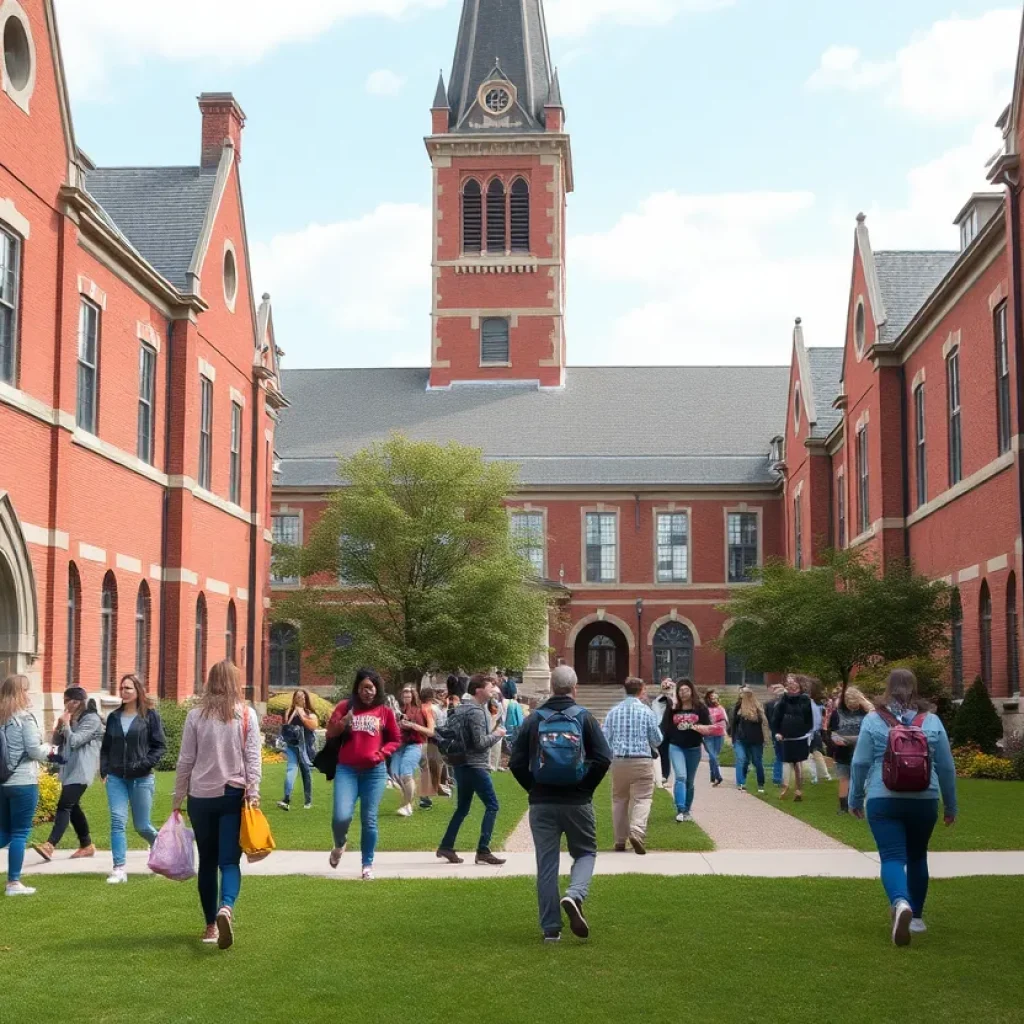 Students on the campus of Transylvania University in Lexington, Kentucky.