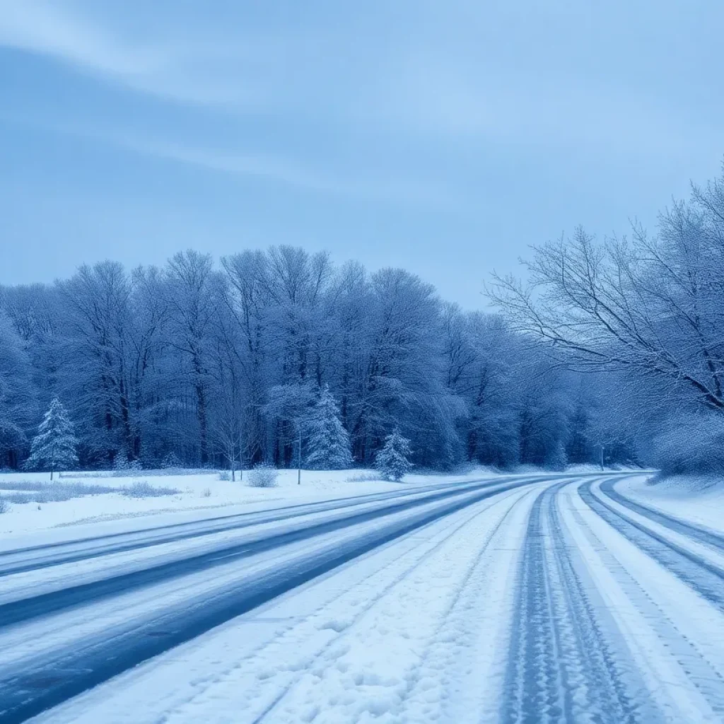 Winter landscape affected by storm in Kentucky