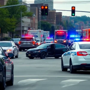 Police responding to a car accident at a busy Lexington intersection