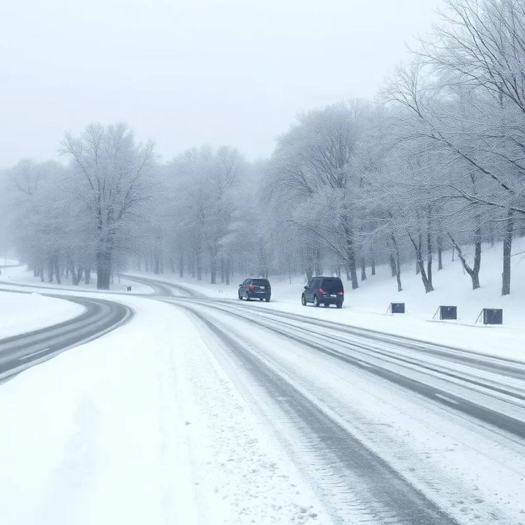 Winter snow covering the landscape in Central Kentucky