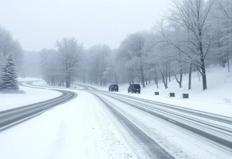 Winter snow covering the landscape in Central Kentucky