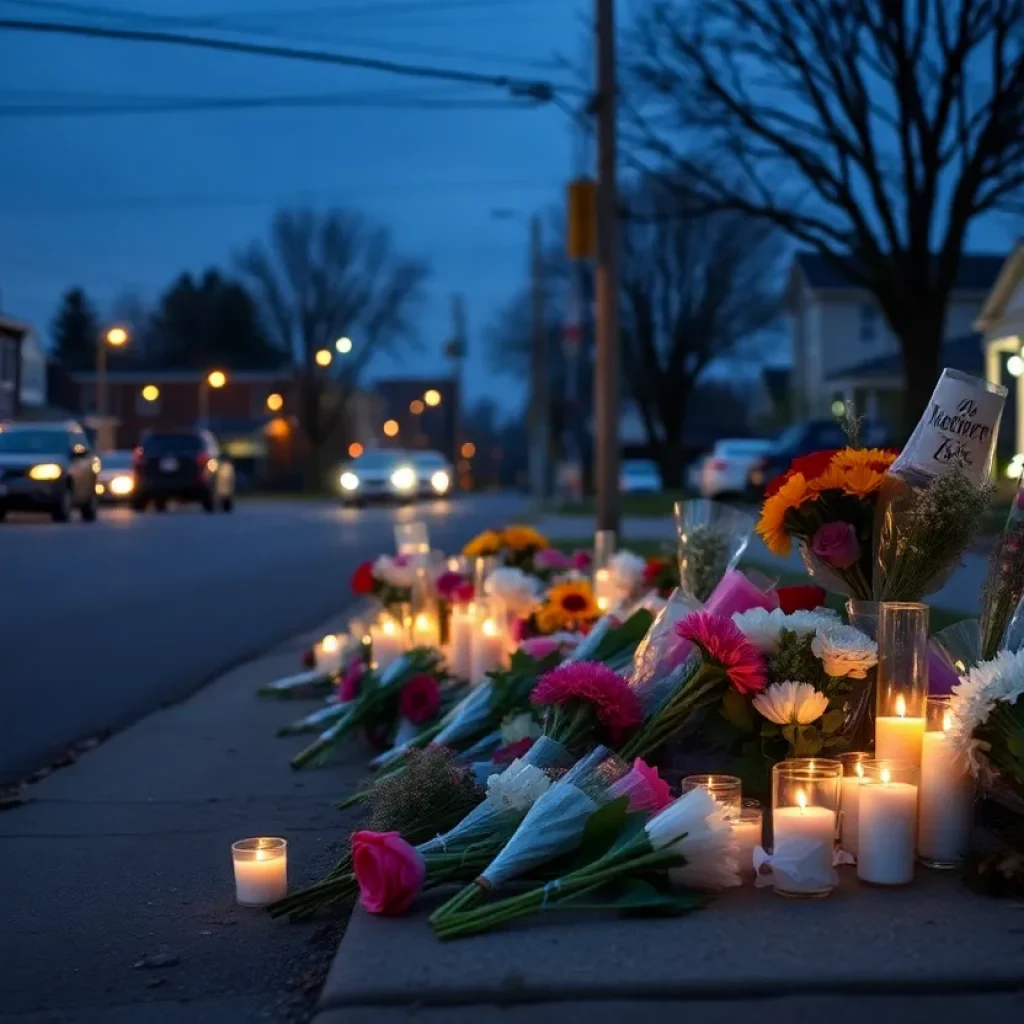 Memorial setup for shooting victim in Lexington KY