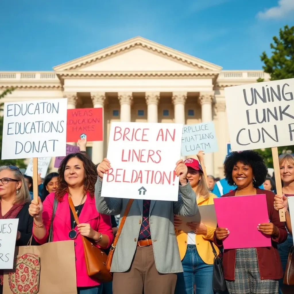 Group of educators protesting for education funding