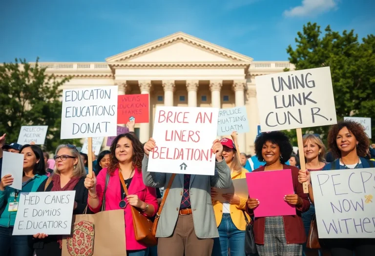 Group of educators protesting for education funding