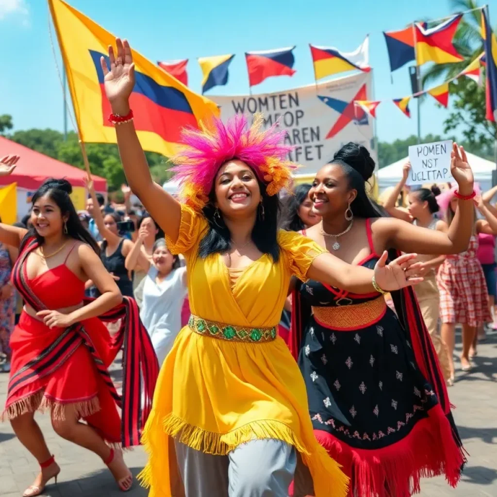 Dancers performing at the International Women’s Day Festival in Lexington, Kentucky