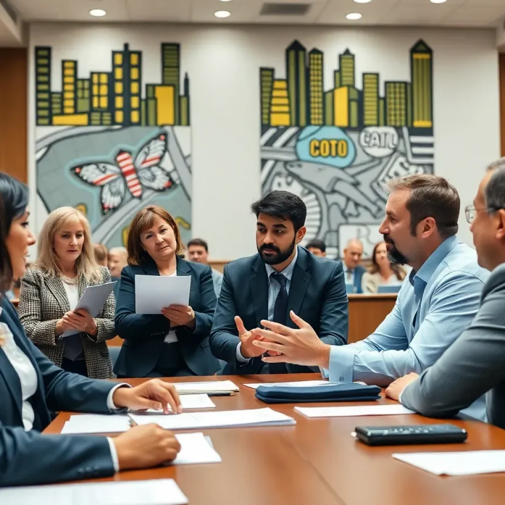 Members of the Lexington City Council engaged in a meeting